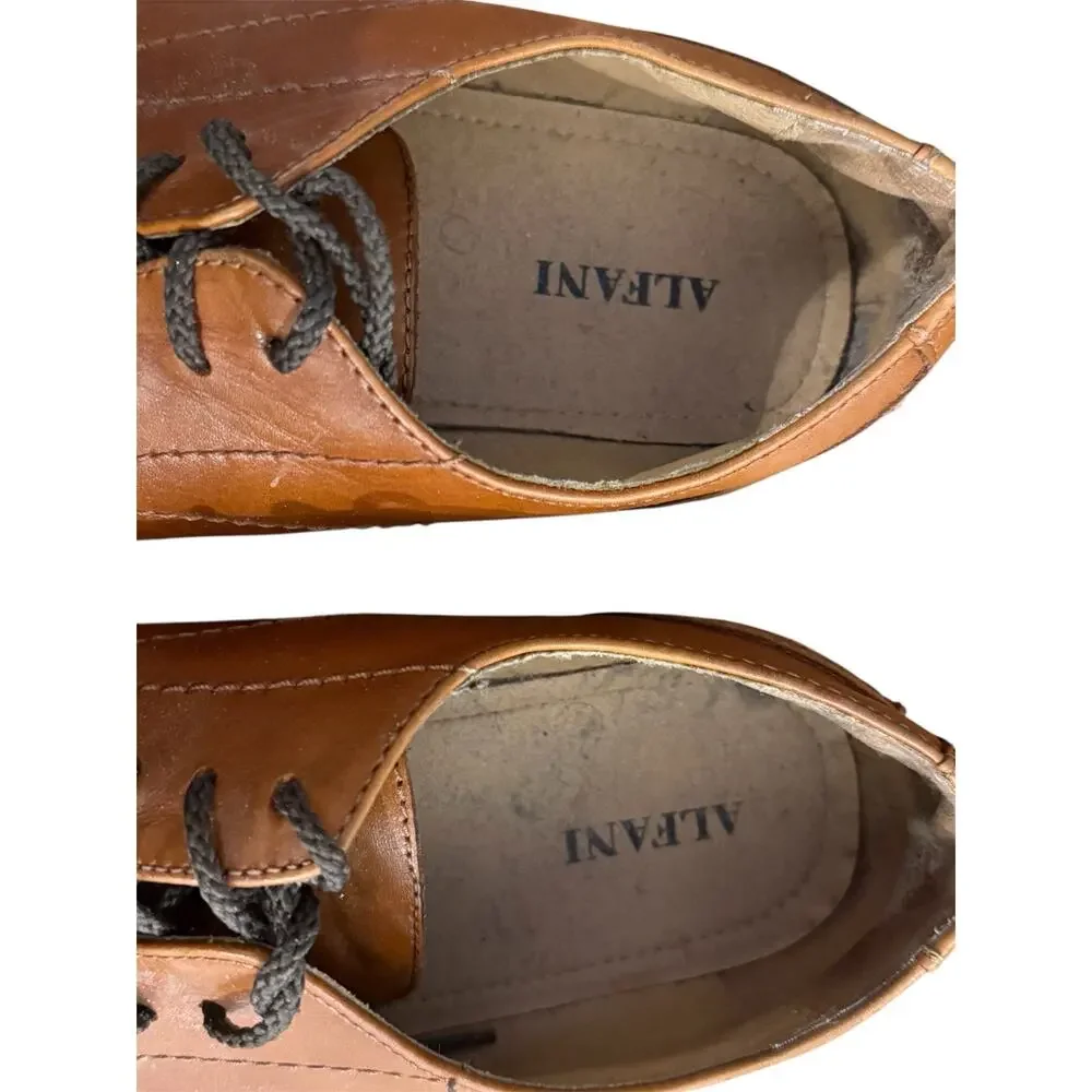 Alfani Brown Leather Randolph Lace-Up Oxford Dress Shoes Men's Size 9.5